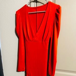 Brand new beautiful red low V neck dress midi